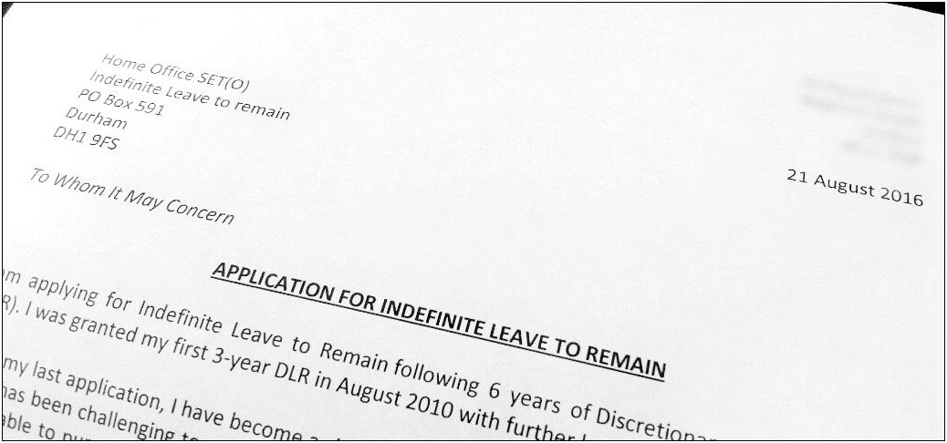 Indefinite Leave To Remain Letter From Employer Template