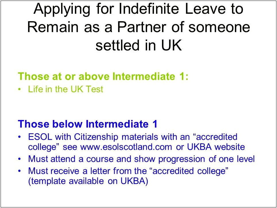 Indefinite Leave To Remain Letter Template
