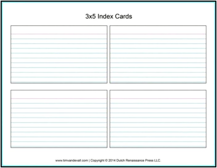 Index Card Template To Work On Word