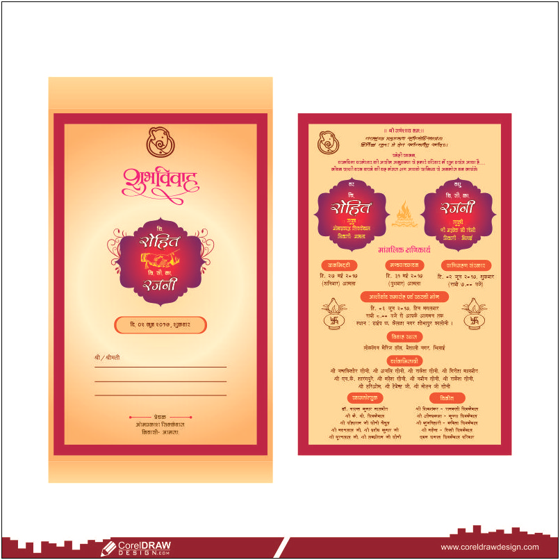 Indian Wedding Invitation Card Design Blank Template