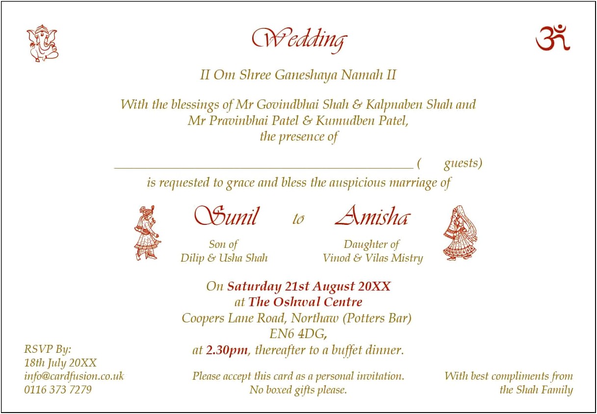 Indian Wedding Invitation Card Template Word
