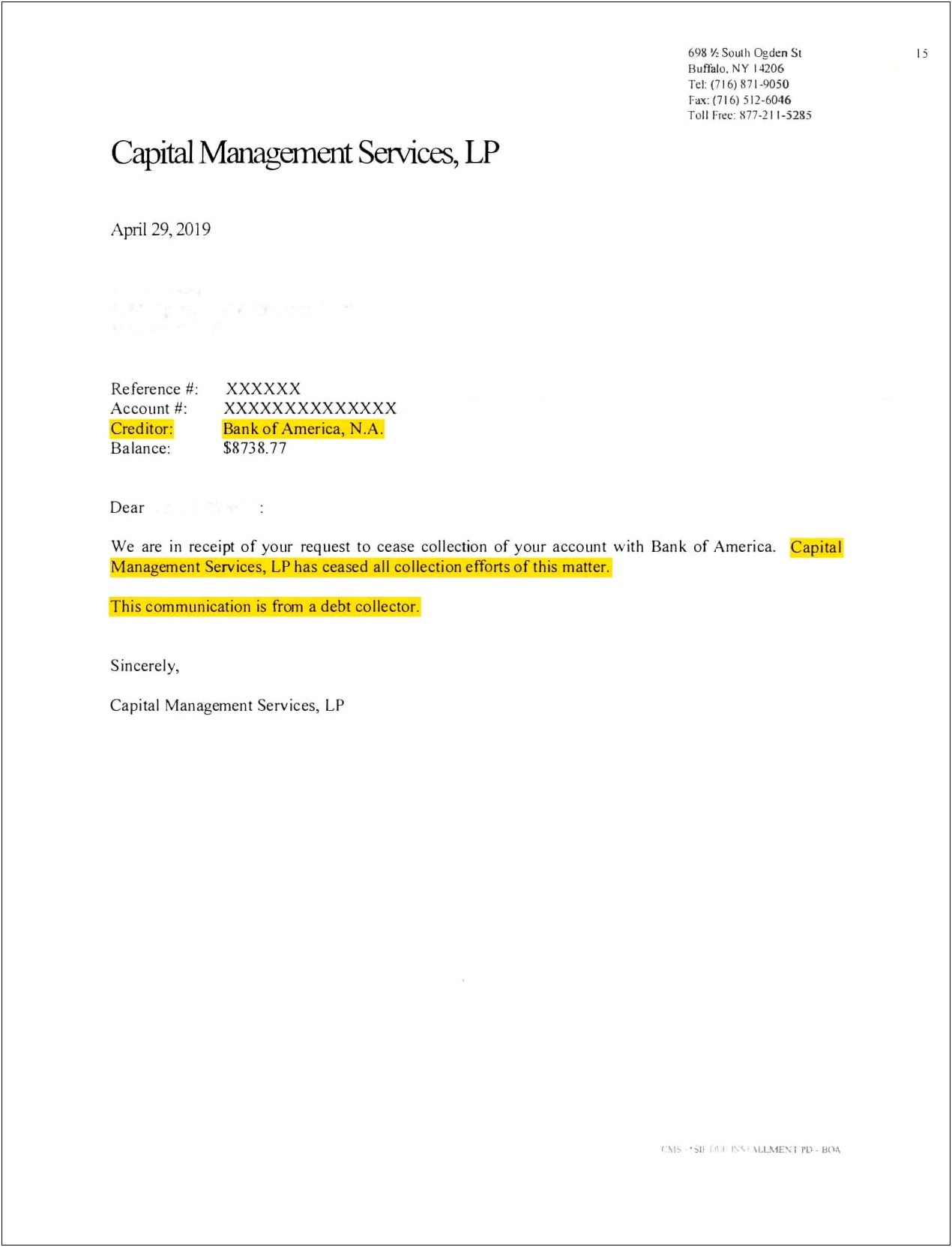 Indiana Debt Collection Dispute Letter Template