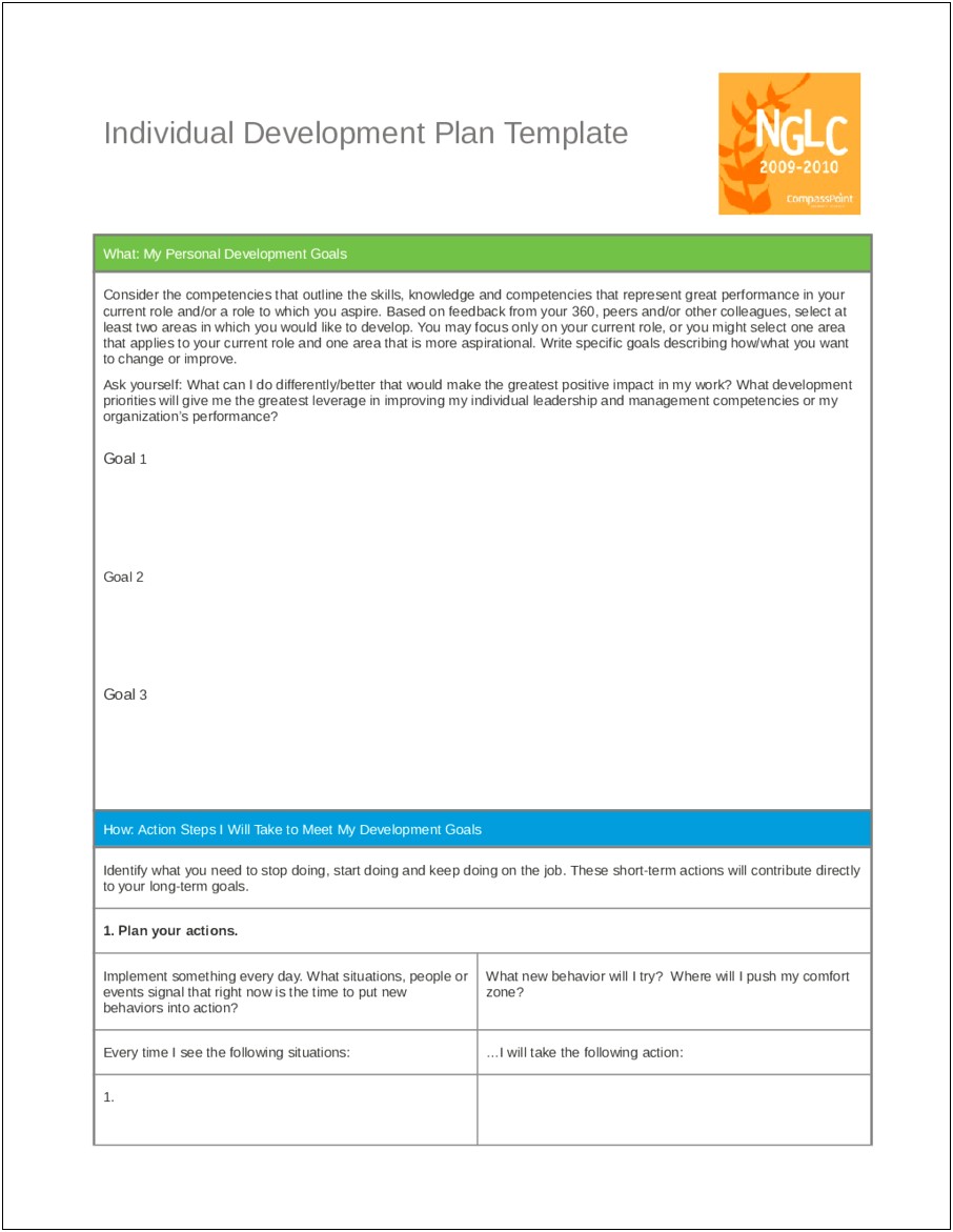 Individual Development Plan Template For Executives