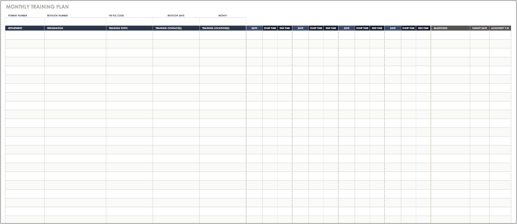 Individual Employee Training Plan Template Excel