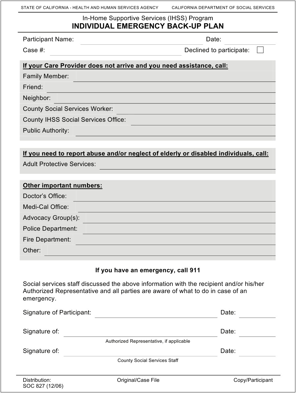 Individual Family Service Plan California Template