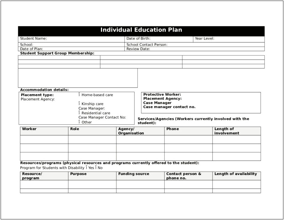 Individual Learning Plan Mccormick Center Template