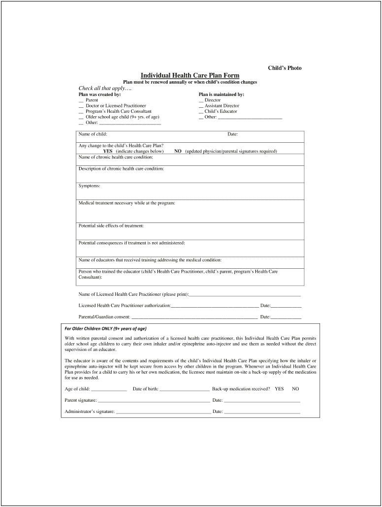 Individual Plan Of Care Template New Mexico