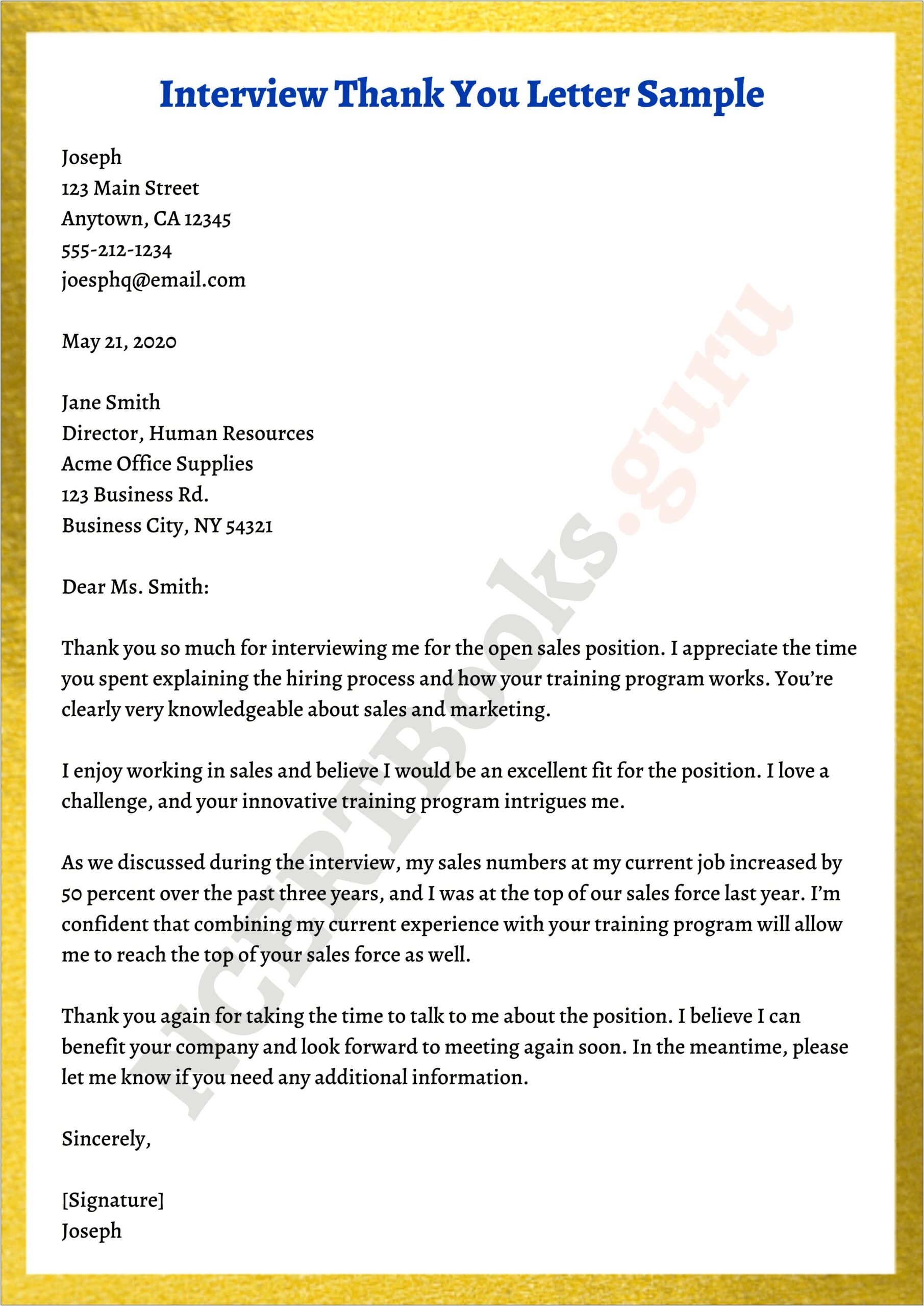 Informal Appreciation Thank You Letter Template