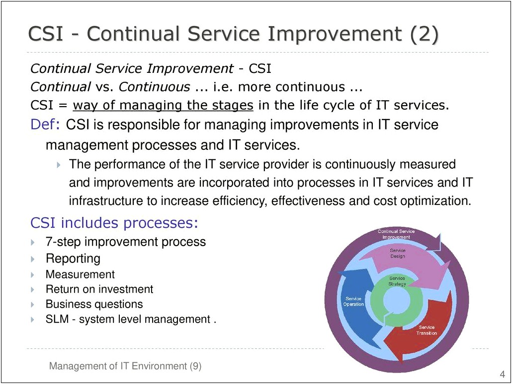 Information Technology Service Improvement Plan Template