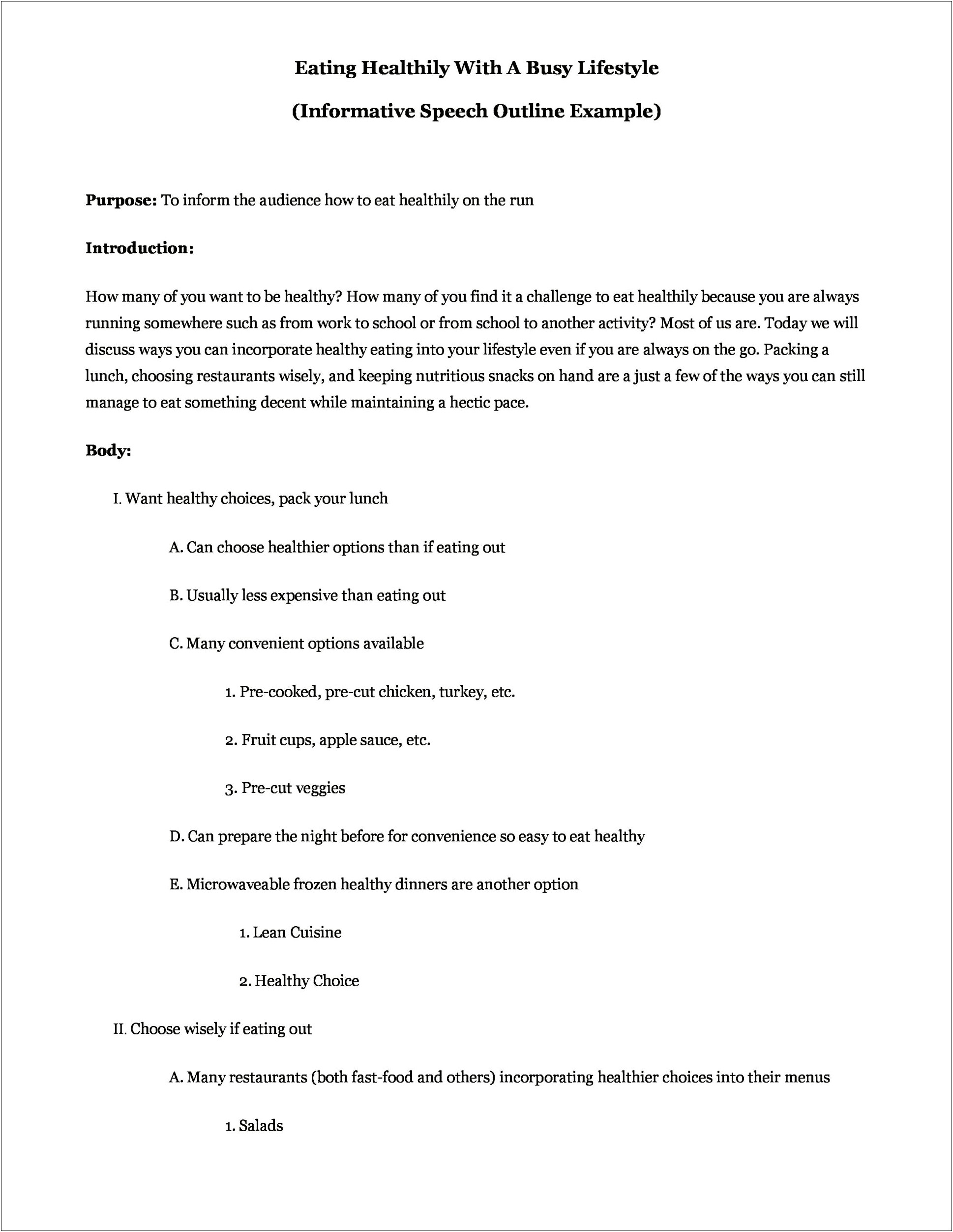 Informative Speech Outline Template Word On Pets