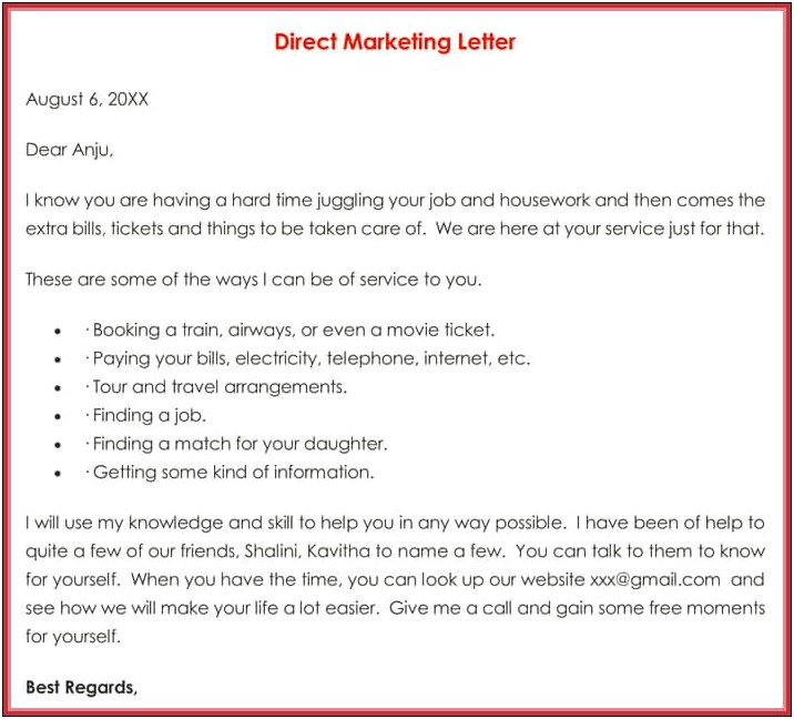 Insurance Sales Marketing Letter Template With 2 Bill