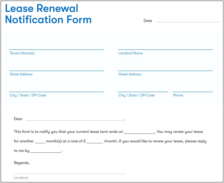 Intent To Renew Lease Letter Template