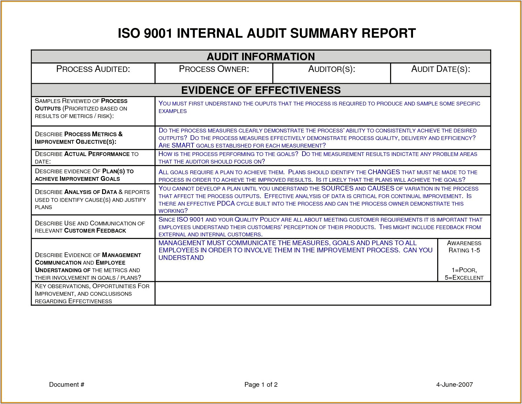 Internal Audit Plan Template Iso 13485