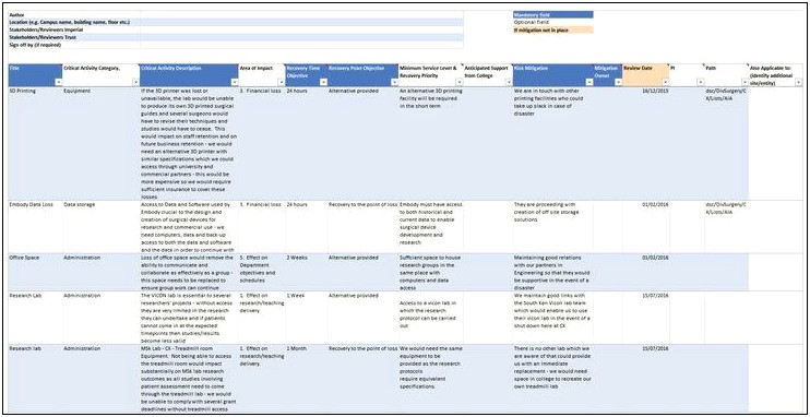 Investment Adviser Business Continuity Plan Template