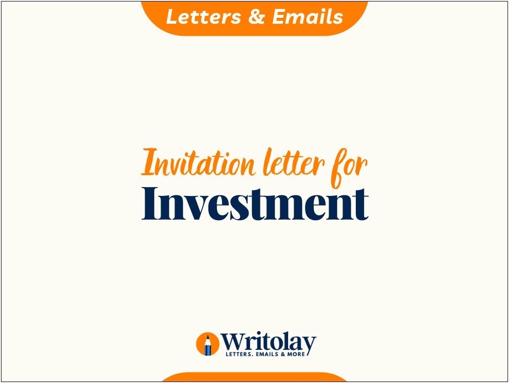 Invitation Letter For Investment Opportunity Template