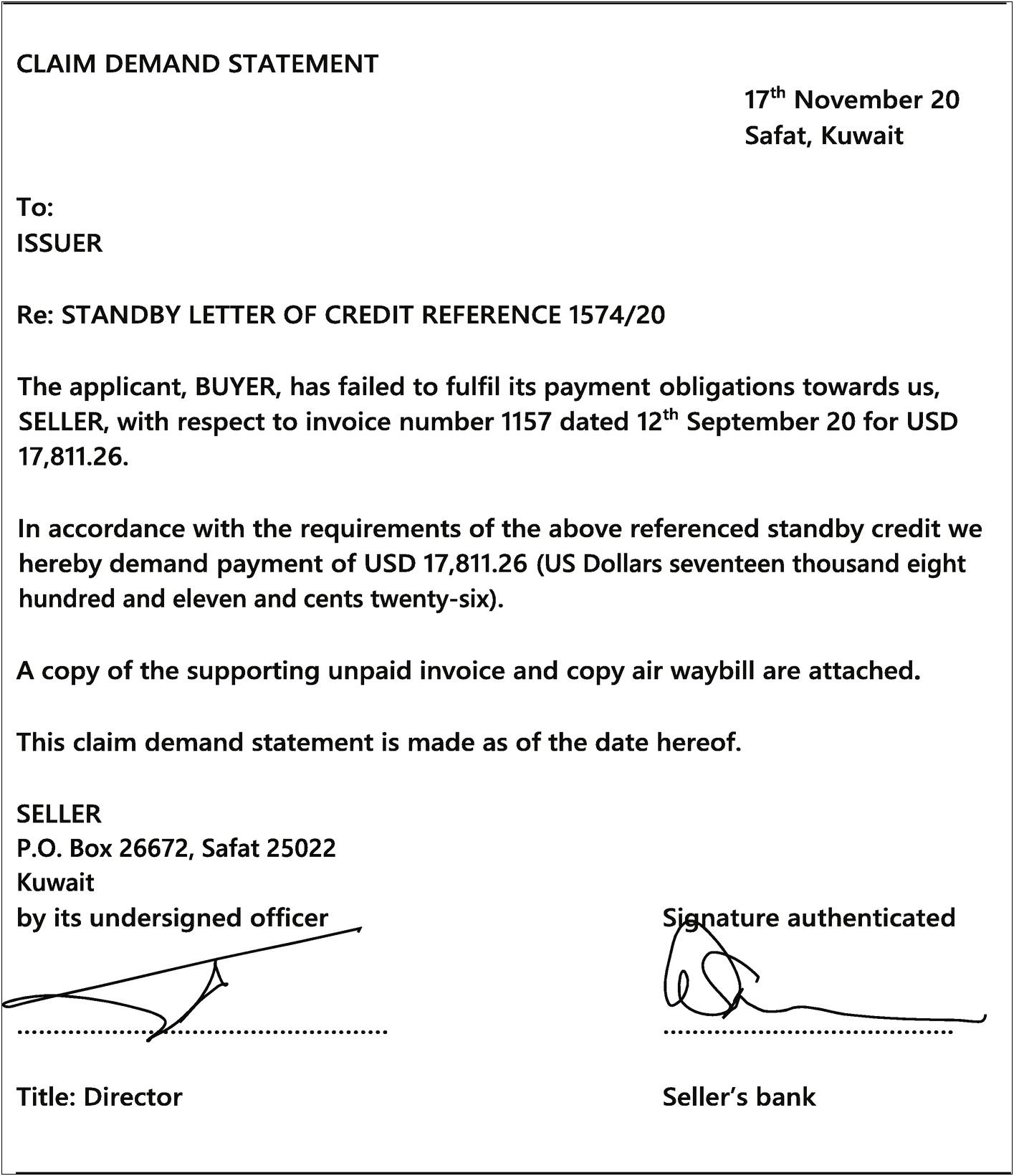 Irrevocable Standby Letter Of Credit Template