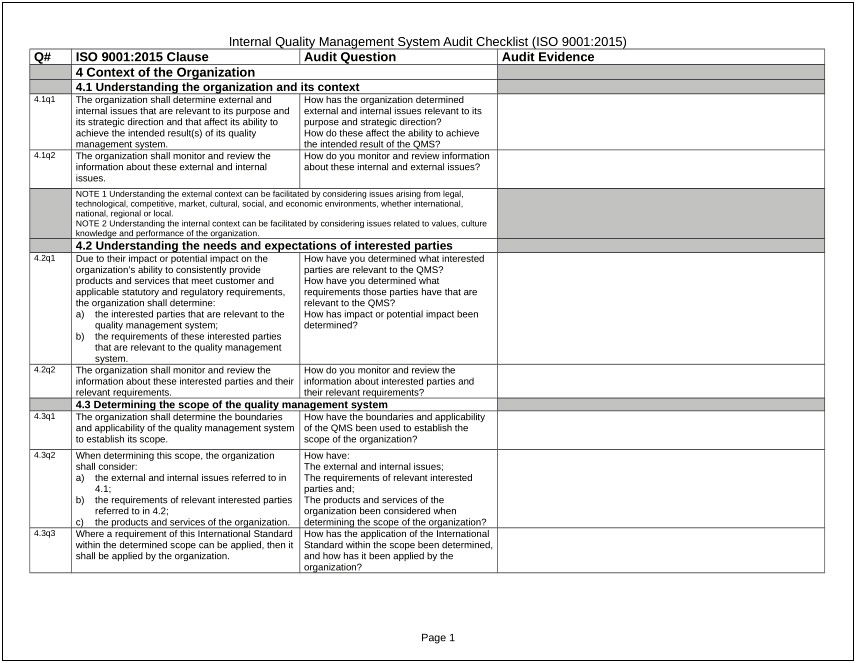 Iso 14001 2015 Audit Plan Template