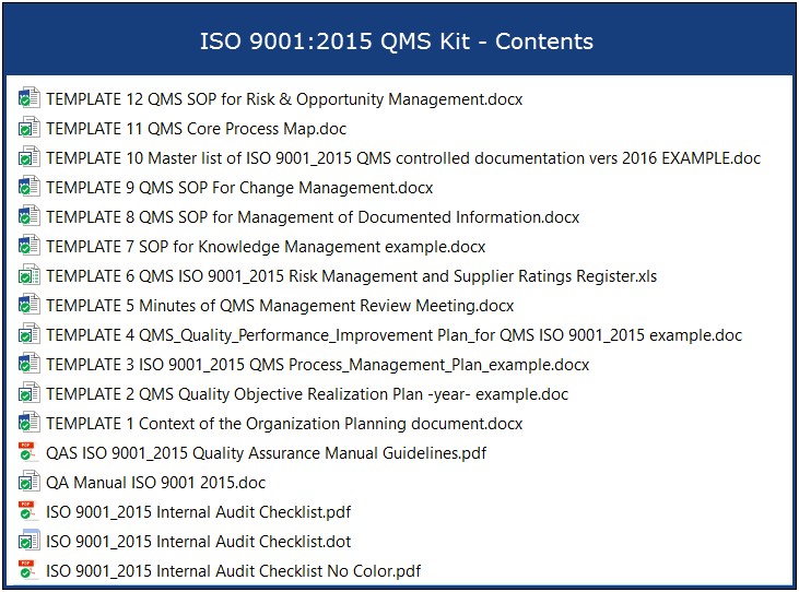 Iso 9001 Quality Management Plan Template