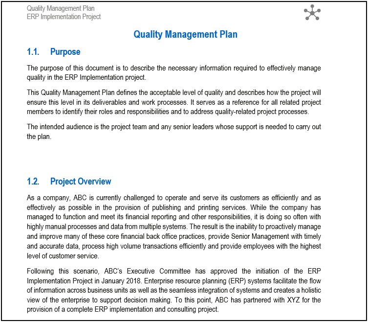 It Project Quality Management Plan Template