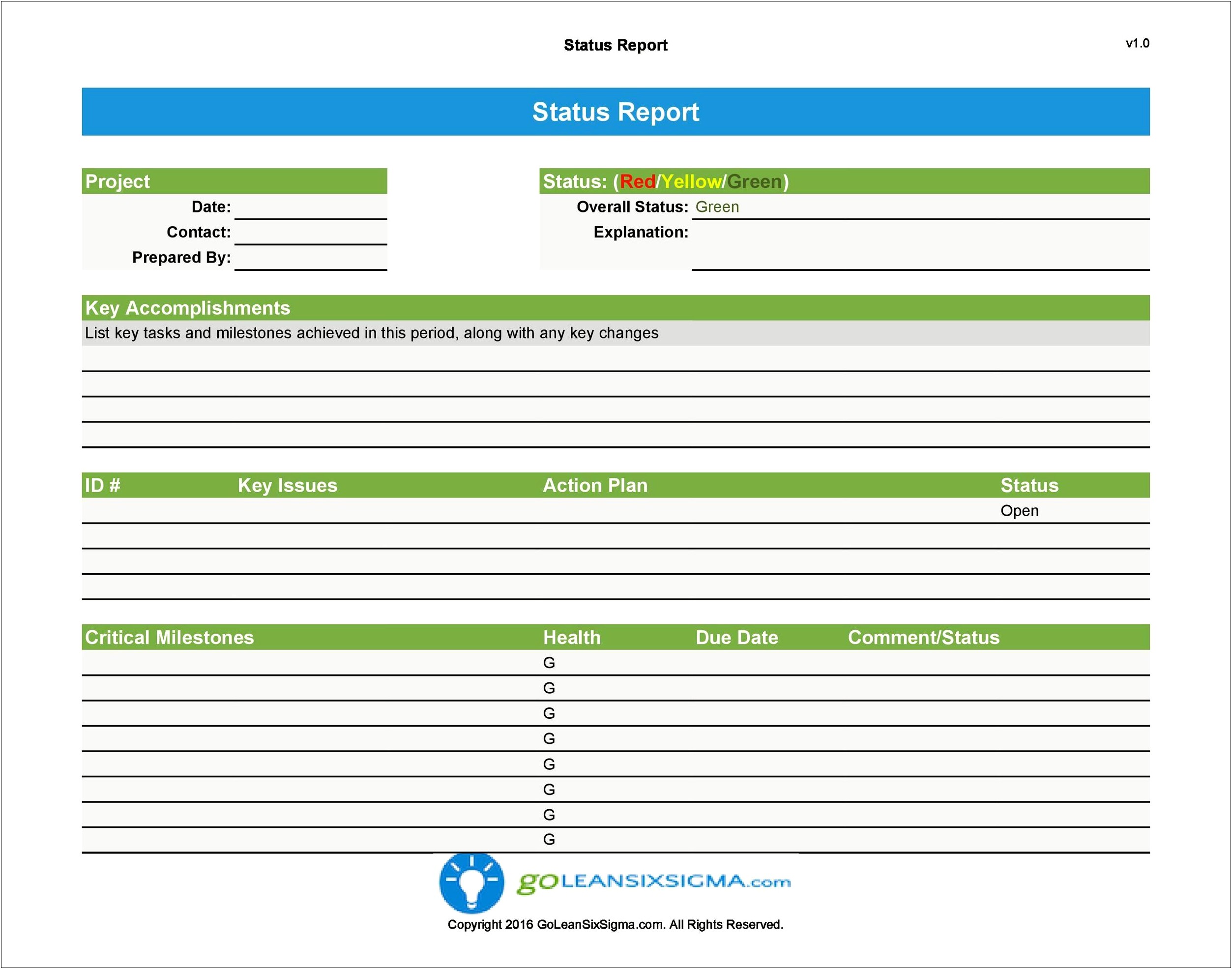 It Project Status Report Template Word