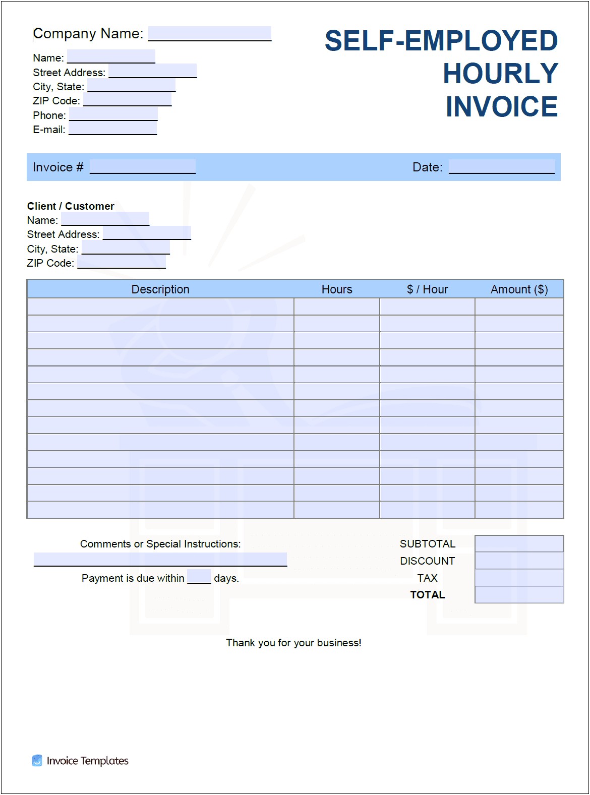 It Work Hours Invoice Template Word