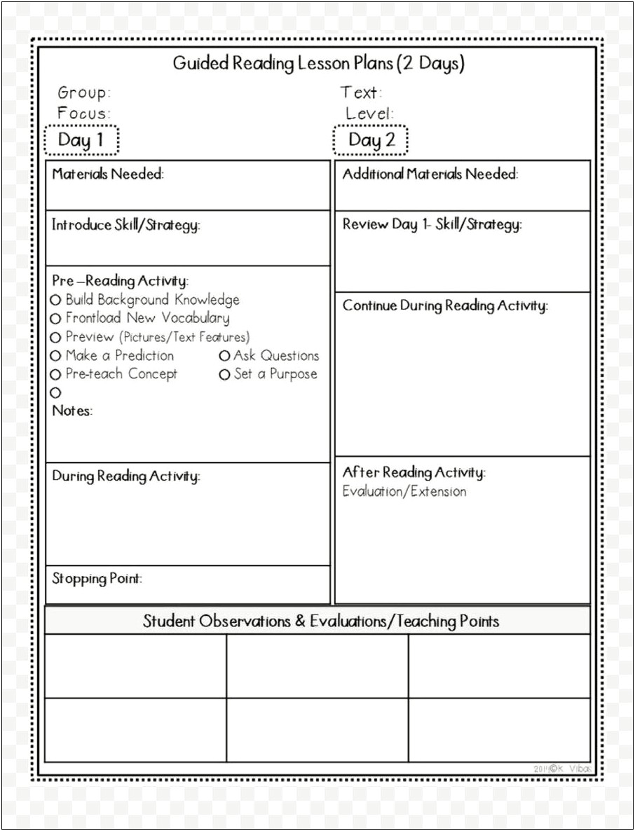 Jan Richardson Guided Reading Plan Template