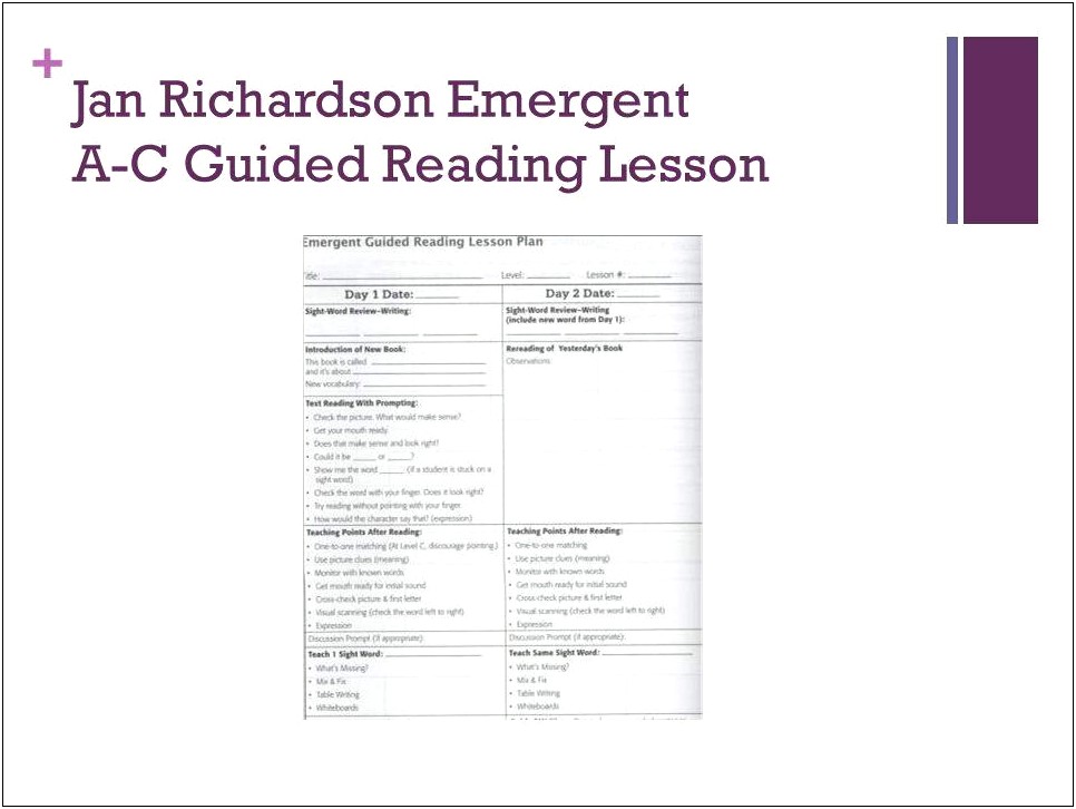 Jan Richardson Pre A Lesson Plan Template