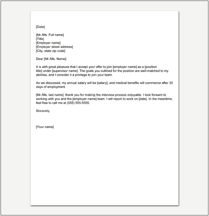 Job Acceptance Thank You Letter Templates