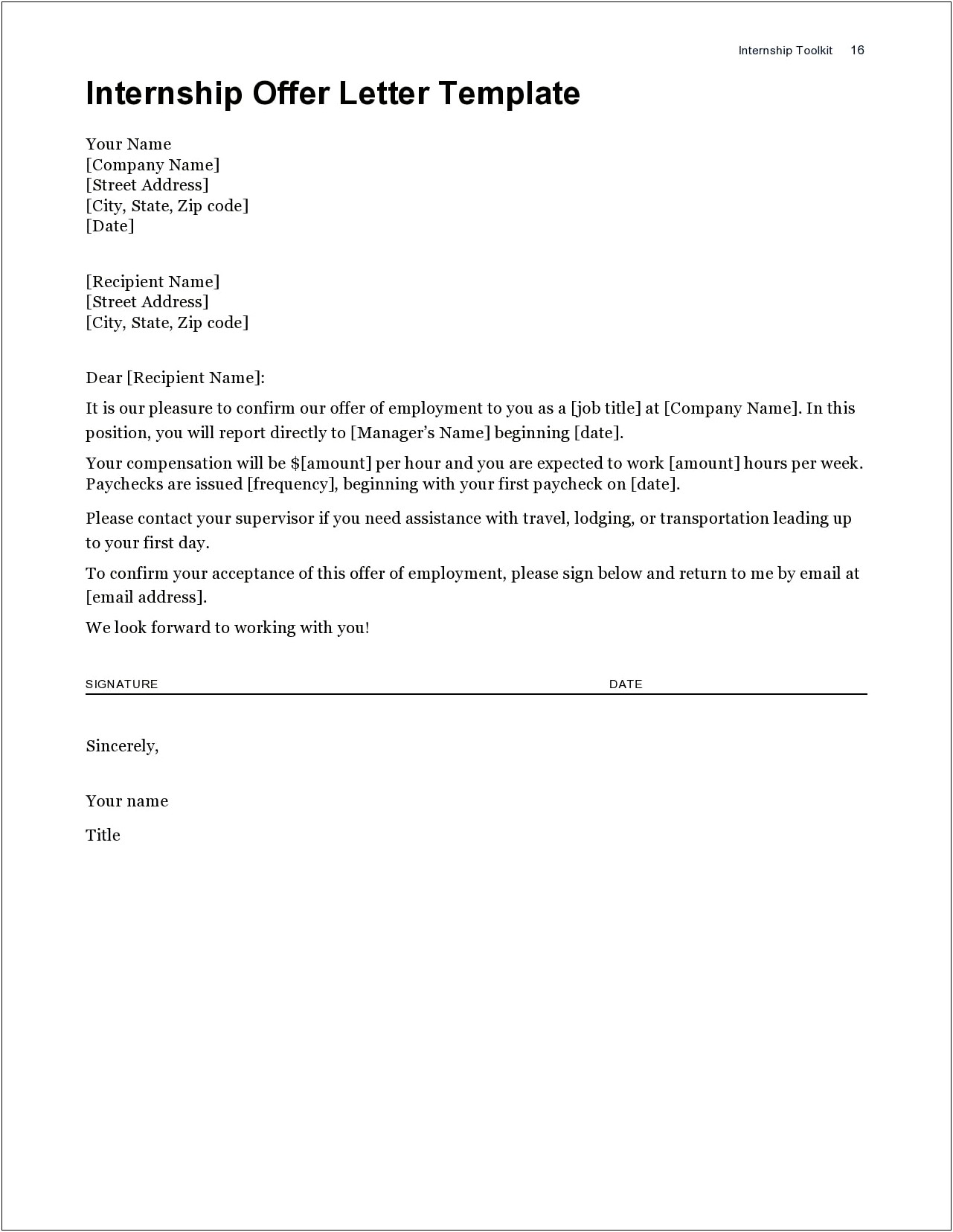 Job Offer Letter Template Free Uk