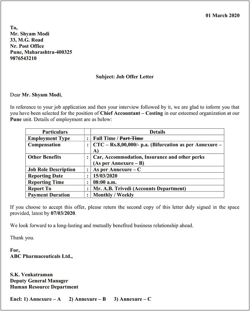 Job Offer Letter Template Microsoft Project Manager