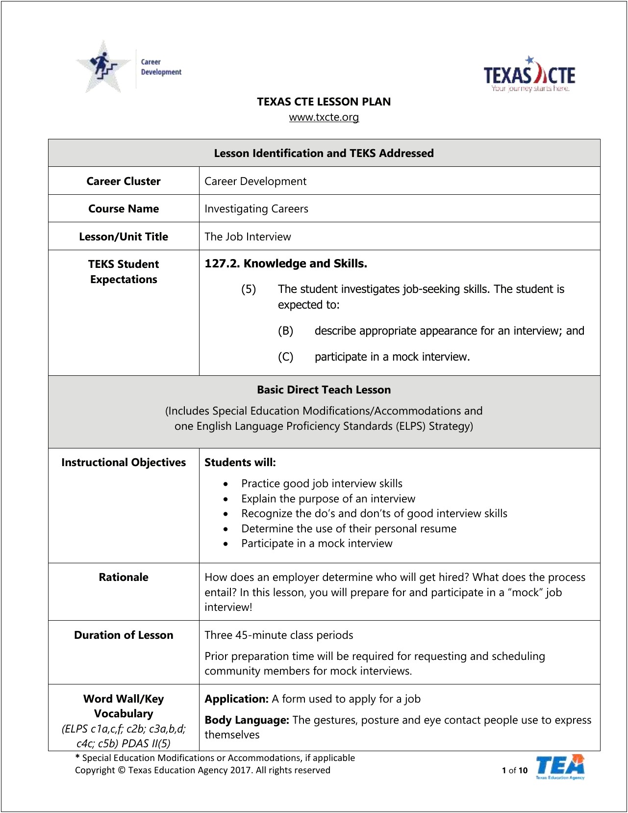 Job Readiness Lesson Plan Templates Free