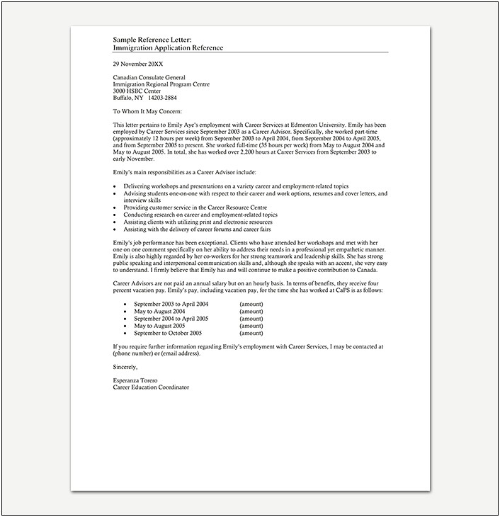 Job Reference Letter From Employer Template