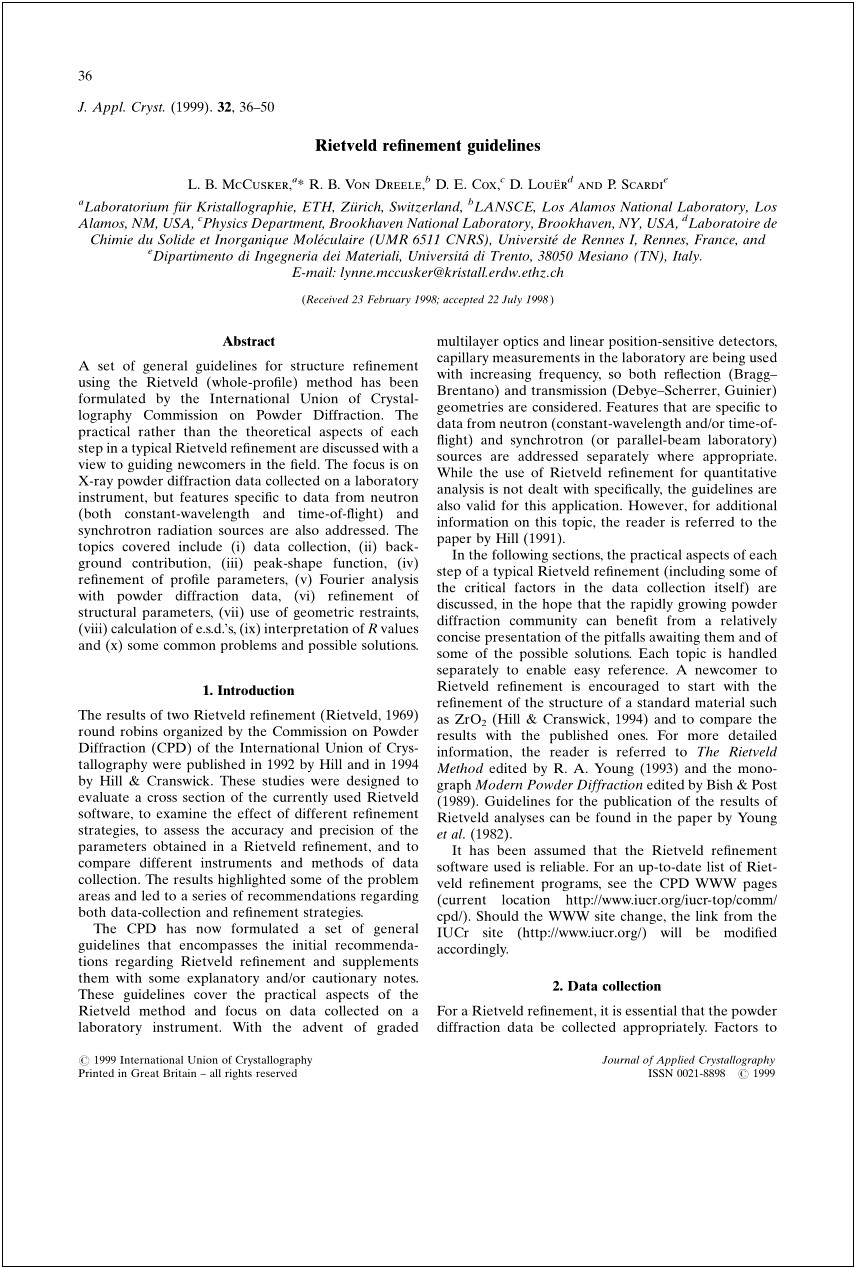 Journal Of Applied Crystallography Word Template