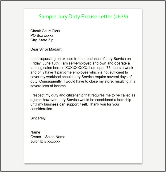 Jury Duty Exemption Letter Template Victoria