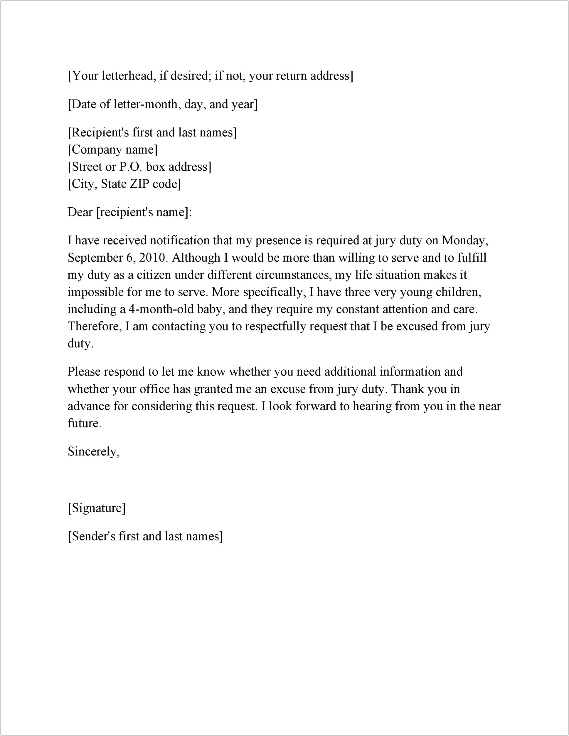 Jury Duty Letter Template No English