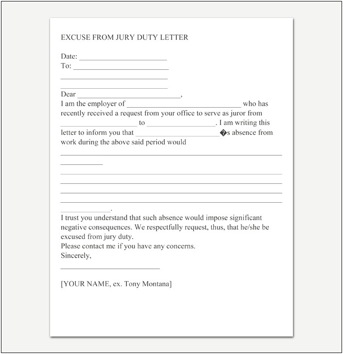 Jury Service Excuse Letter Template Ireland