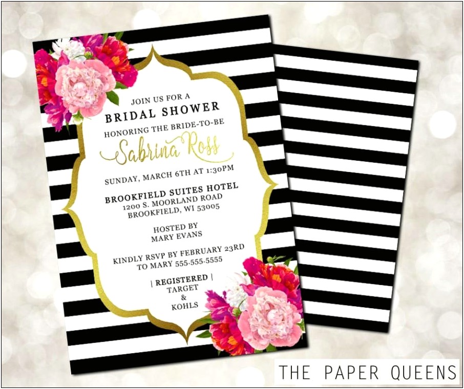 Kate Spade Inspired Wedding Shower Invitations