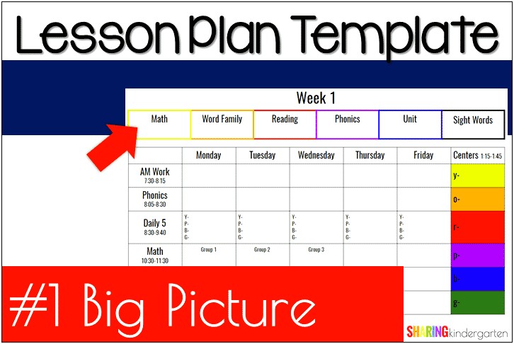 Kindergarten Teacher Easy To Read Lesson Plan Template