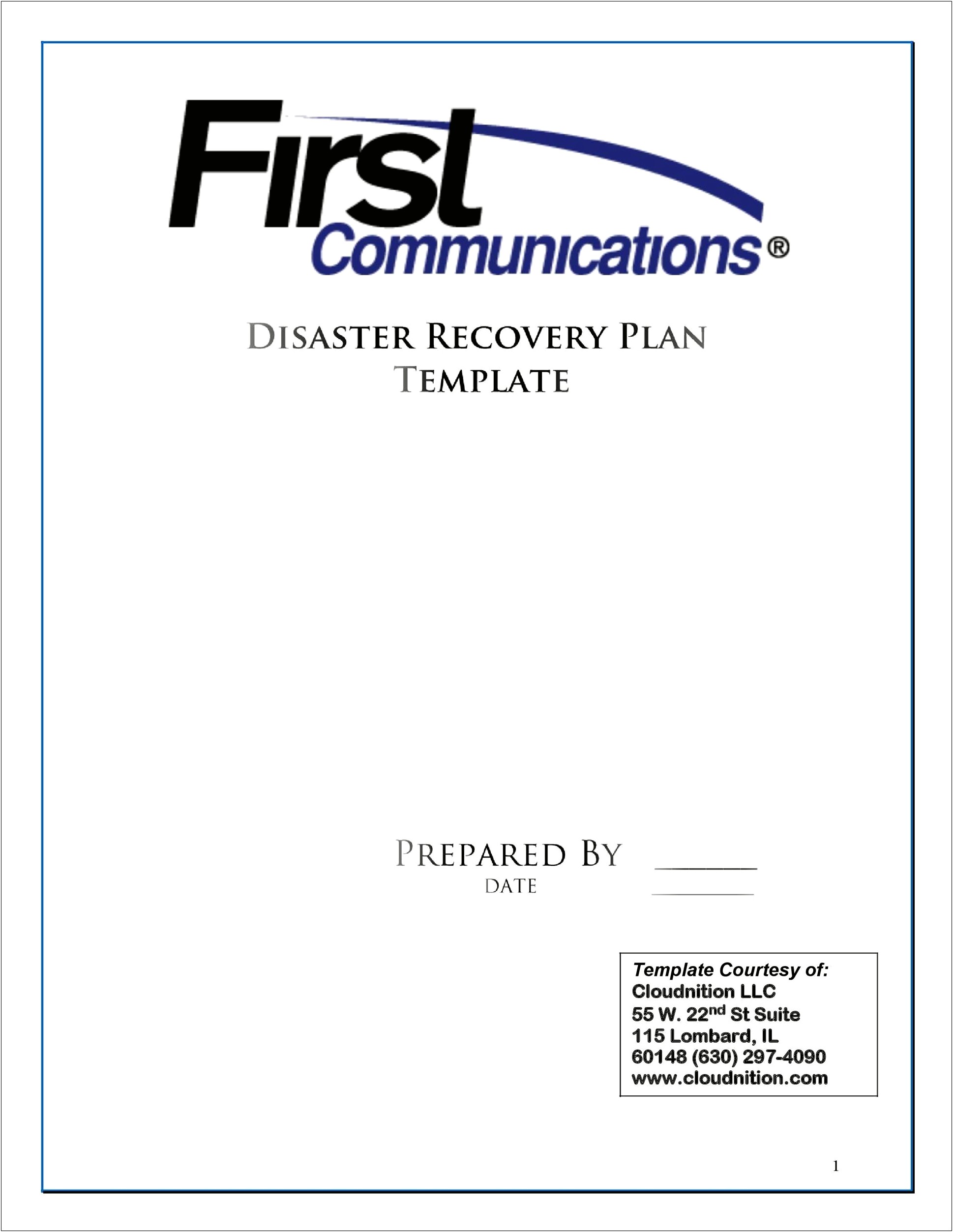 King County Agency Disaster Recovery Plan Template