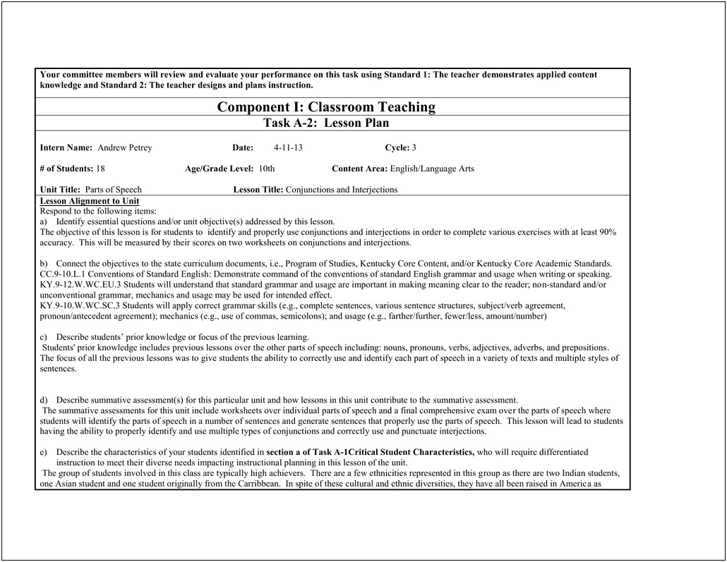 Ktip Lesson Plan Format Template 2016