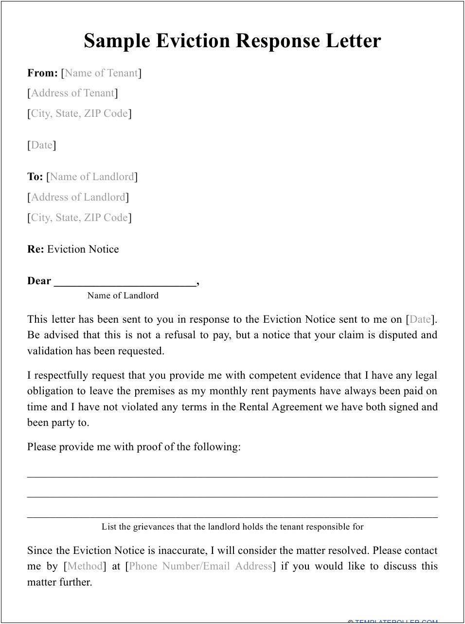 Landlord Notice To Quit Letter Template