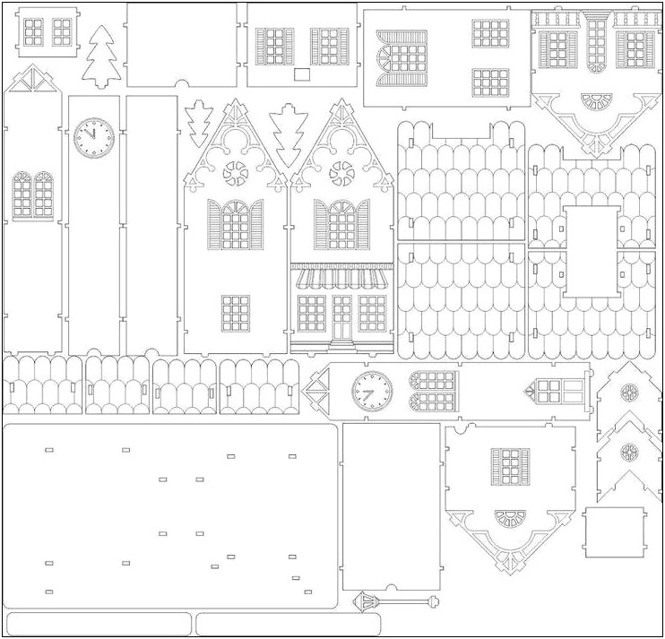 Laser Cut Barbie House Vector Plan Template