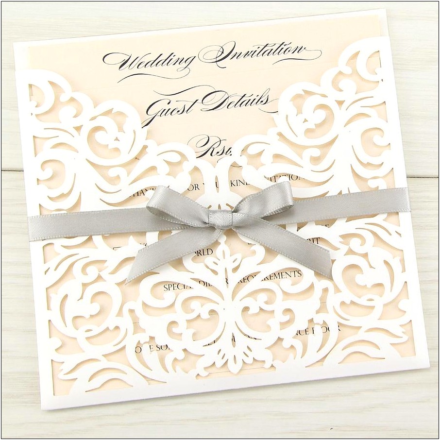 Laser Cut Satin Ribbon Wedding Invitations