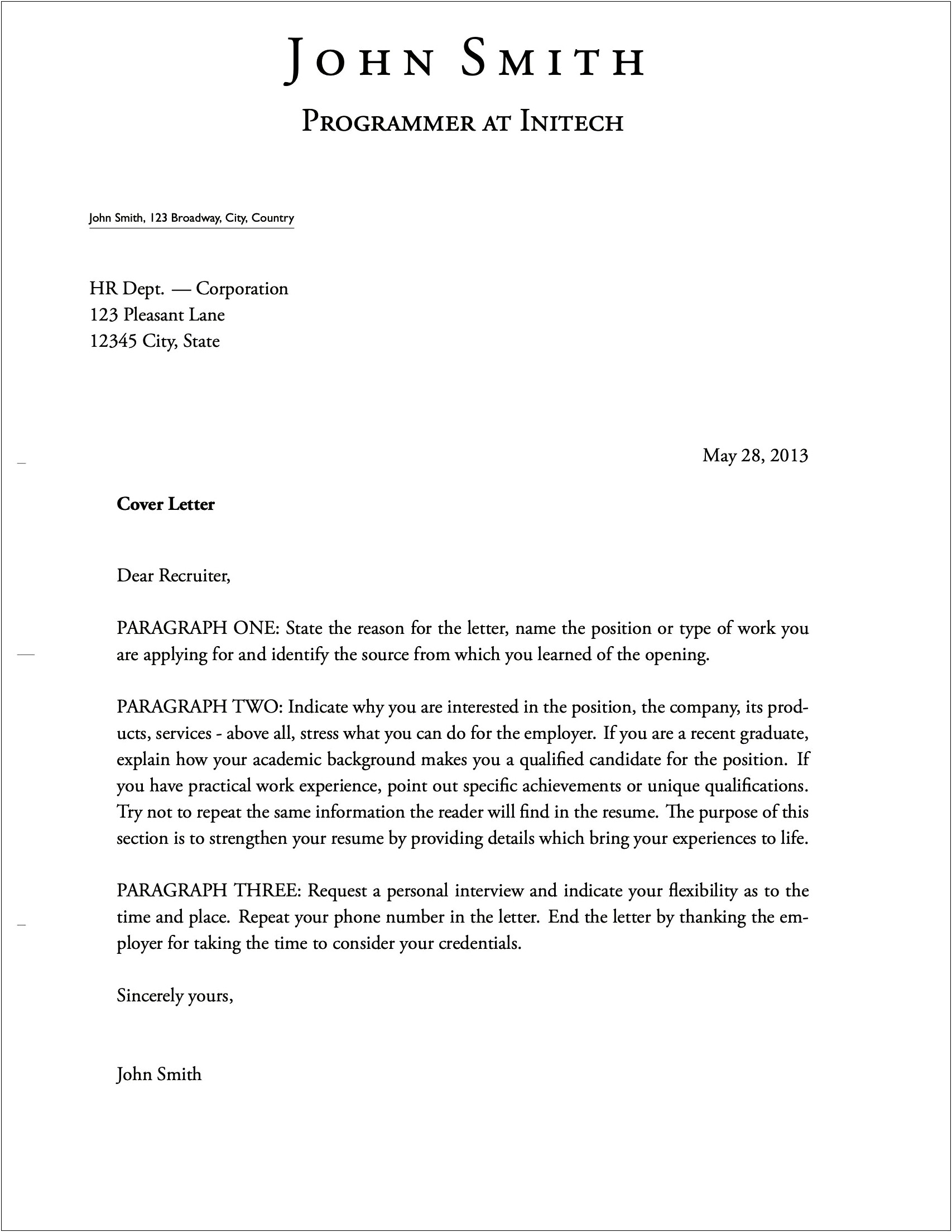 Latex Grad School Cover Letter Template