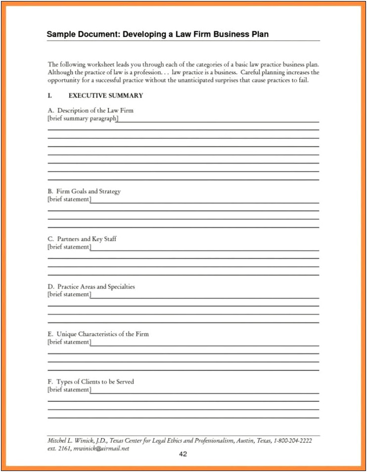 Law Firm Practice Group Business Plan Template