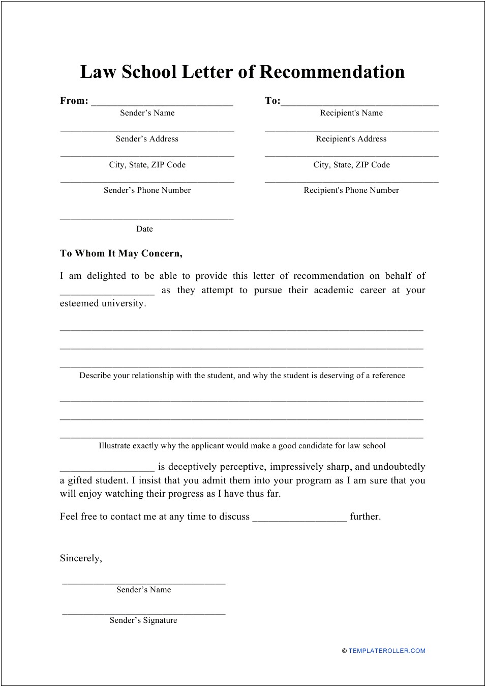 Law School Letter Of Recommendation Request Template