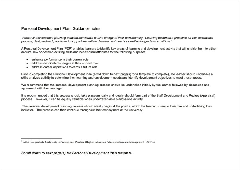 Learning And Development Plan Report Template