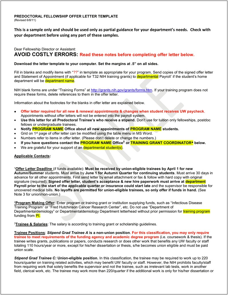 Learning And Funding Information Letter Template