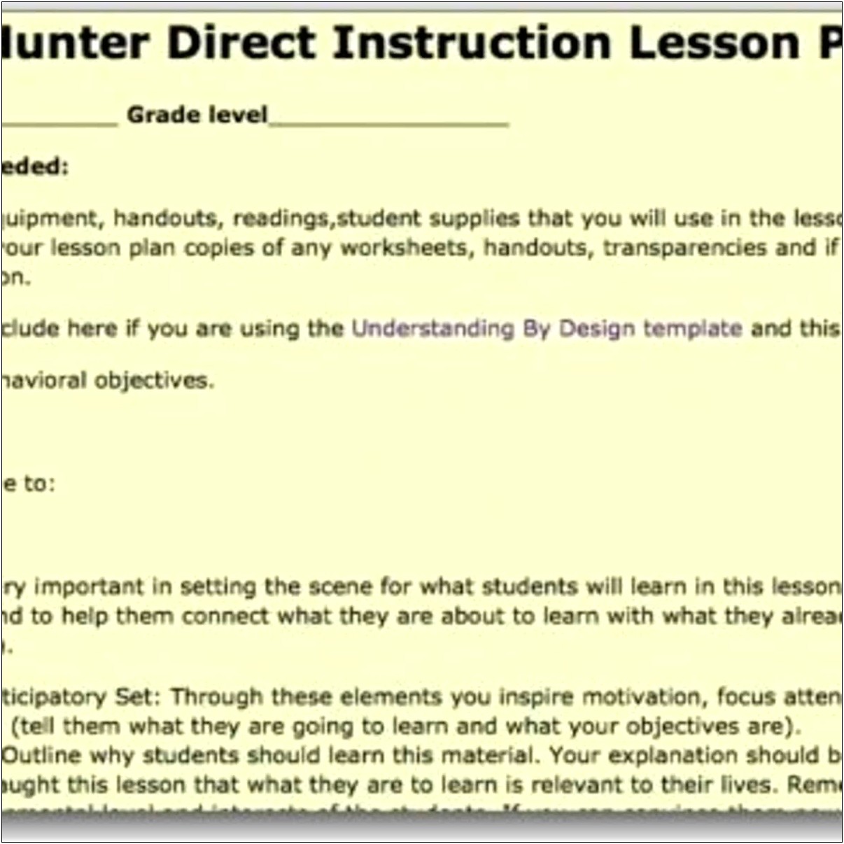 Learning Focused Lesson Plan Template Pdf