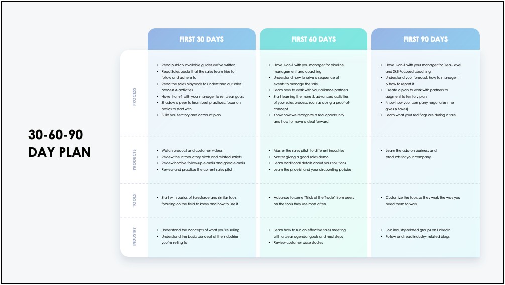 Learning Plan Template The First 90 Days